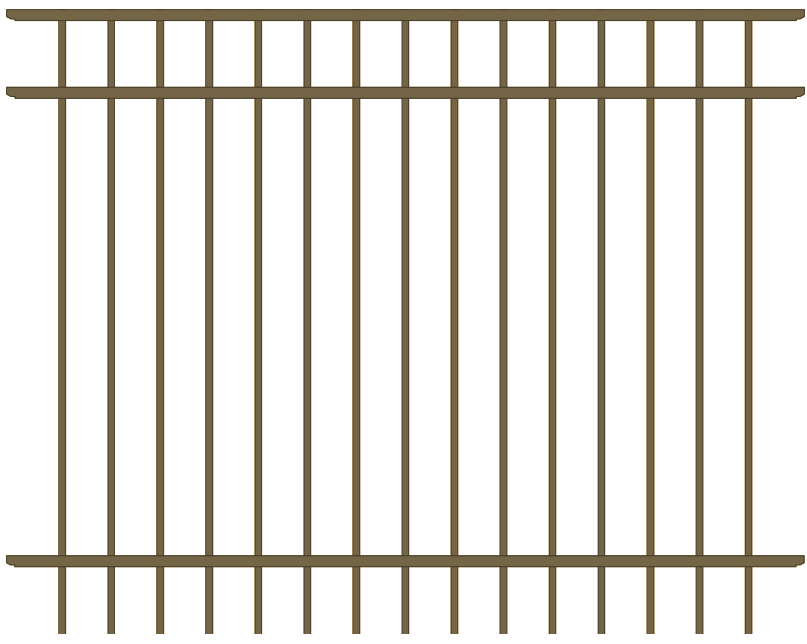 Classic Commercial 3 Rail Bronze Aluminum Fence Panel