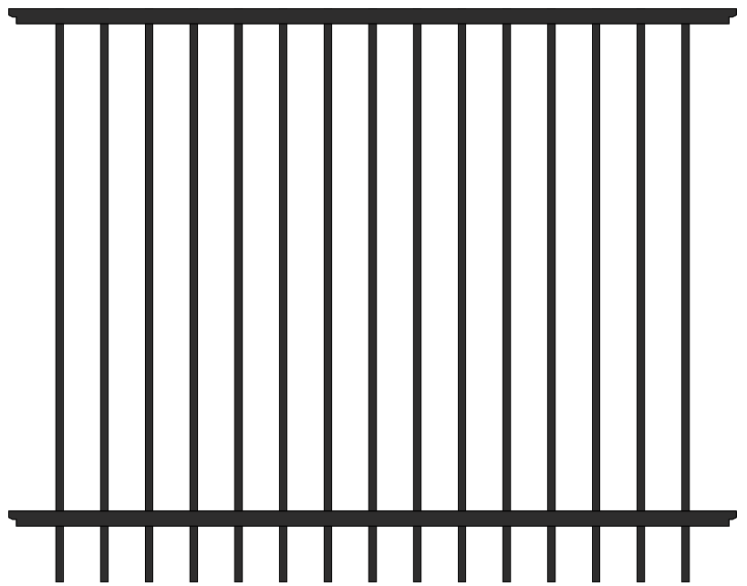 Classic Commercial 54" Black 2 Rail Aluminum Fence Panel